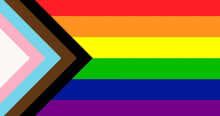 Progress Pride Flag - Rainbow with chevron of the trans pride colors and a black and brown stripe on the left