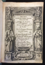 Title-page of Discorsi di Pietro Paolo Magni piacentino sopra il mondo di sanguinare, attaccar le sanguisugue, & le ventose far le fregagione & vessicatorij a corpi humani (Roma: Bartolomeo Bonfadino, 1586)