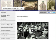 Screen capture of the interface of the online exhibit: Shakespeare on Page and Stage: A Celebration