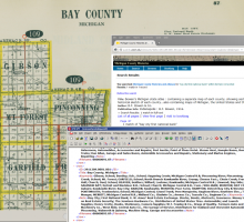 Map image, corresponding XML, and web search results