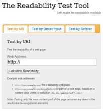Screenshot of the Readability Test Tool