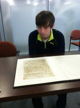 Image of student viewing Galileo Manuscript