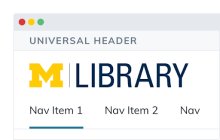 Image of mockup of library website header navigation bar