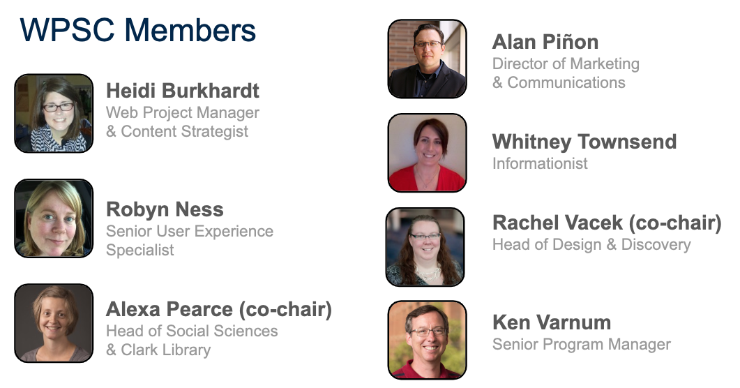 Members of the Web Presence Steering Committee 